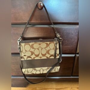 Vintage Coach Signature Stripe Crossbody Bag with convertible straps